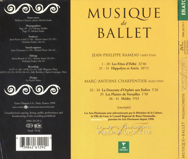 Les Arts Florissants • William Christie - Jean-Philippe Rameau • Marc Antoine Charpentier - Musique De Ballet (CD, Comp) (Near Mint (NM or M-)) - Image 2