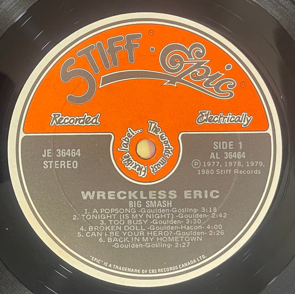 Wreckless Eric - Big Smash (LP, Album) (Mint (M)) - Image 3