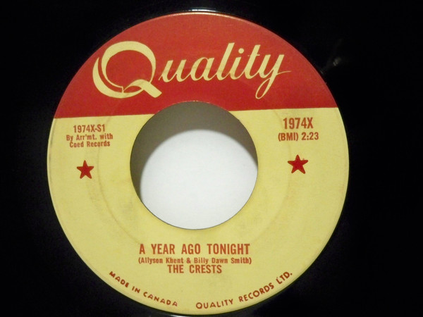 The Crests - A Year Ago Tonight / Paper Crown (7", Single) (Very Good Plus (VG+))