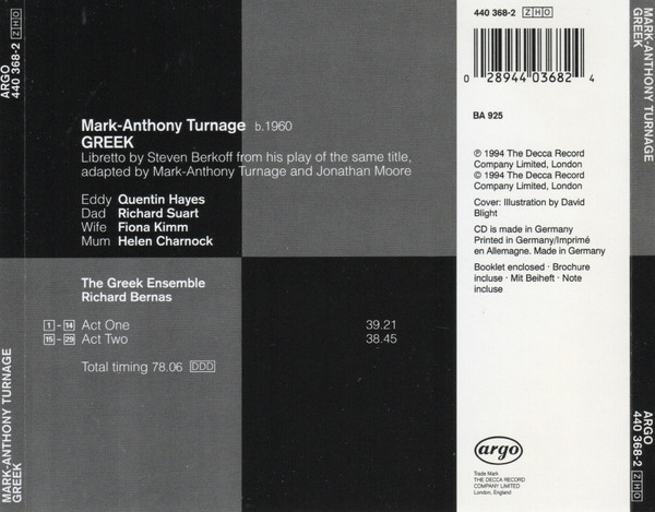 Mark-Anthony Turnage - Greek (CD, Album) (Mint (M)) - Image 2