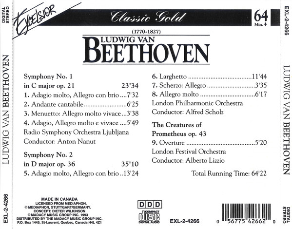 Ludwig van Beethoven - Symphonies No. 1 + 2 · The Creatures of Prometheus (CD, Comp) (Very Good Plus (VG+)) - Image 2