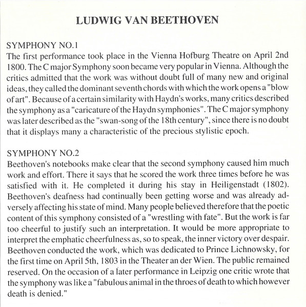 Ludwig van Beethoven - Symphonies No. 1 + 2 · The Creatures of Prometheus (CD, Comp) (Very Good Plus (VG+)) - Image 4