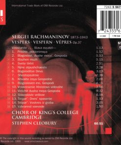 Alternative view of Sergei Vasilyevich Rachmaninoff / The King's College Choir Of Cambridge, Stephen Cleobury - Vespers (CD) (Near Mint (NM or M-))