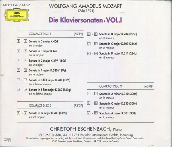 Christoph Eschenbach, Wolfgang Amadeus Mozart - The Piano Sonatas = Les Sonates Pour Piano (Box, Sli + 5xCD, RE) (Near Mint (NM or M-)) - Image 4