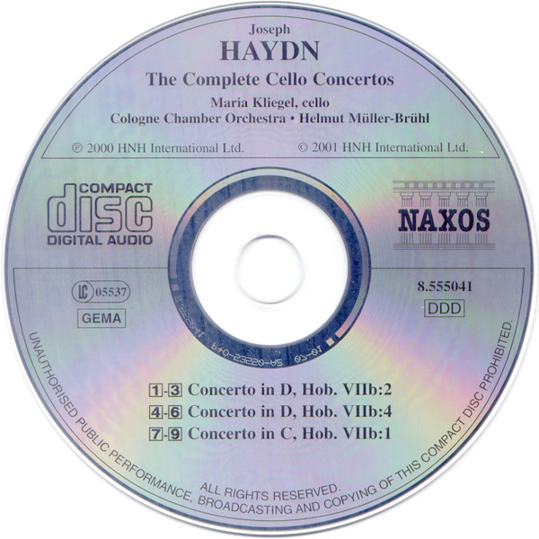 Joseph Haydn - Maria Kliegel, Kölner Kammerorchester, Helmut Müller-Brühl - Cello Concertos (CD, Album) (Near Mint (NM or M-)) - Image 3