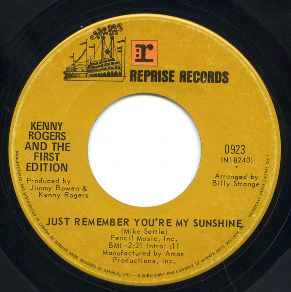 Kenny Rogers & The First Edition - Tell It All Brother / Just Remember You're My Sunshine (7", Single) (Very Good Plus (VG+)) - Image 2