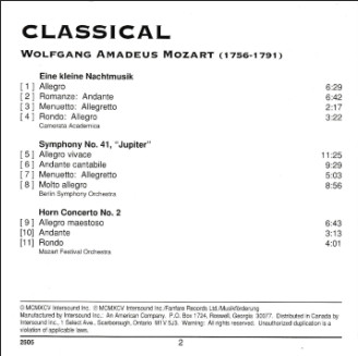 Wolfgang Amadeus Mozart - Classical: Mozart: Eine Kleine Nachtmusik · Symphony No. 41 (CD, Comp) (Near Mint (NM or M-)) - Image 4