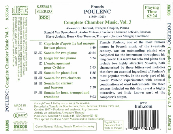 Francis Poulenc - Complete Chamber Music, Volume 3 (CD) (Very Good Plus (VG+)) - Image 3