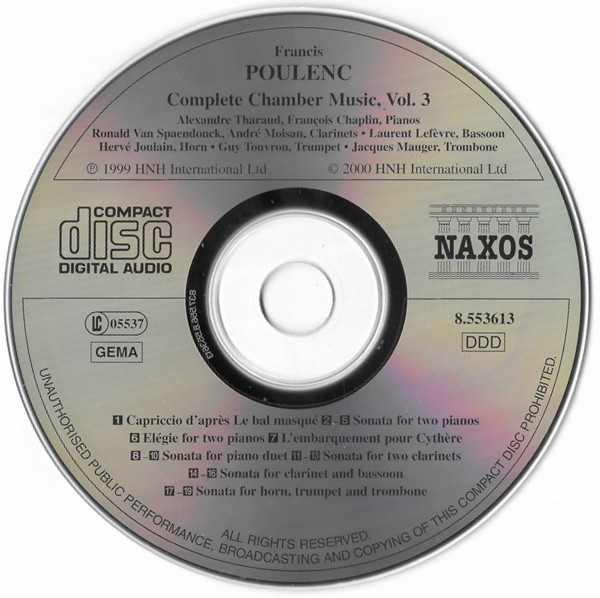 Francis Poulenc - Complete Chamber Music, Volume 3 (CD) (Very Good Plus (VG+)) - Image 4