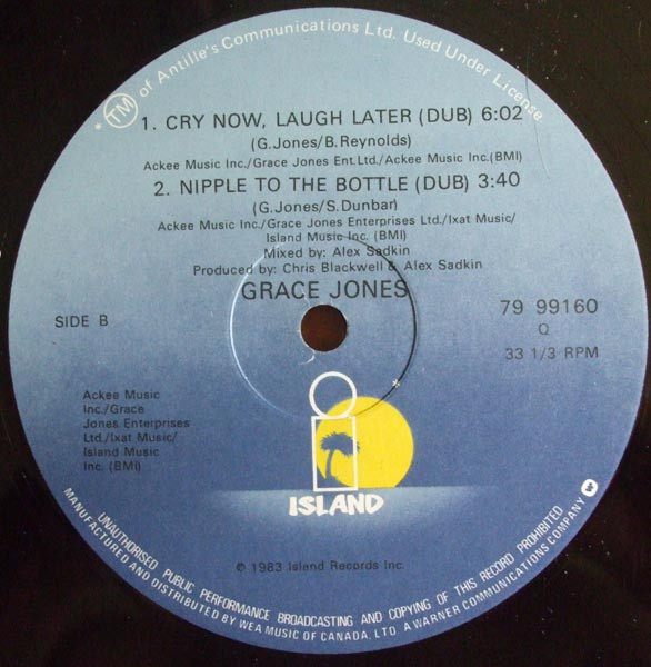 Grace Jones - Cry Now, Laugh Later (12") (Mint (M)) - Image 2