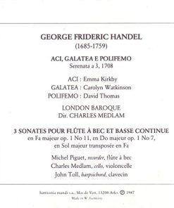 Alternative view of Georg Friedrich Händel –  Emma Kirkby, Carolyn Watkinson, David Thomas (9), London Baroque, Charles Medlam - Aci, Galatea E Polifemo (Serenata A Tre, 1708) (2xCD, Album) (Near Mint (NM or M-))