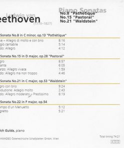 Alternative view of Ludwig van Beethoven / Friedrich Gulda - Klaviersonaten Nr. 8 »Pathétique«, Nr. 15 »Pastorale«, Nr. 21 »Waldstein« (CD, Comp, RM) (Near Mint (NM or M-))