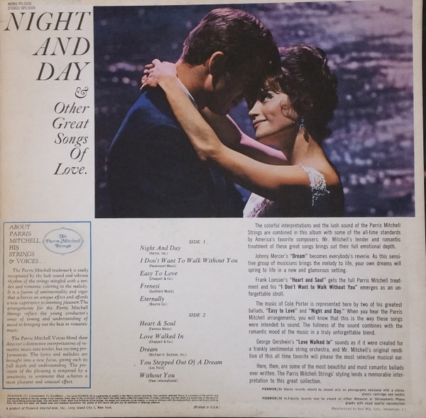 The Parris Mitchell Strings - Night And Day & Other Great Songs Of Love (LP, Comp, Mono) (Mint (M)) - Image 2