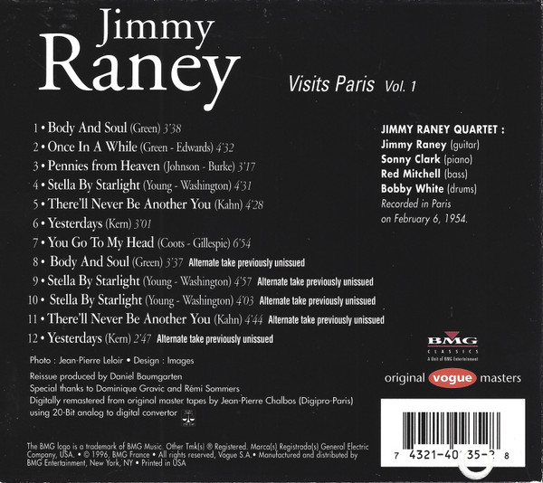 Jimmy Raney - Visits Paris Vol. 1 (CD, Album, RE, RM, Dig) (Near Mint (NM or M-)) - Image 2