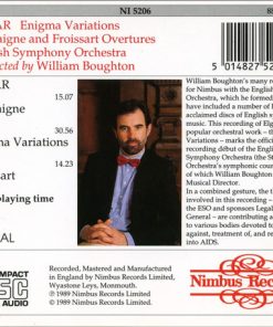 Alternative view of Sir Edward Elgar, William Boughton, English Symphony Orchestra - Enigma Variations, Cockaigne, Froissart (CD, Album, Amb) (Near Mint (NM or M-))
