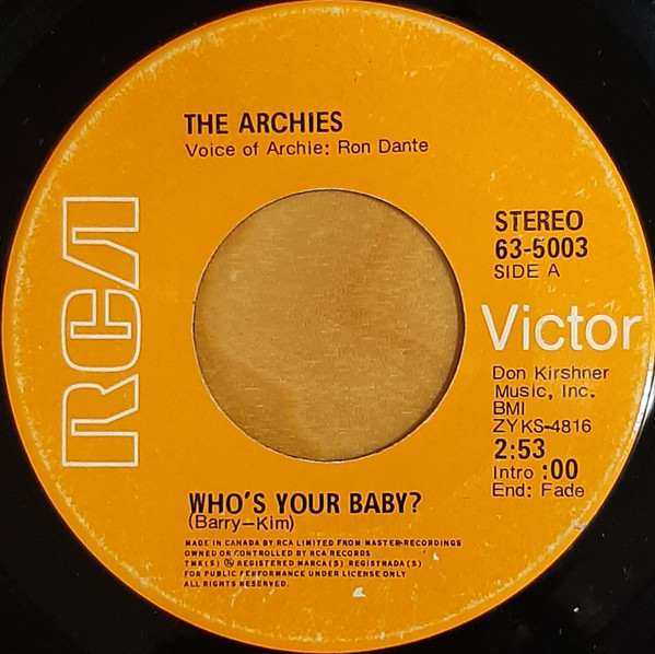 The Archies - Who's Your Baby? (7", Single) (Near Mint (NM or M-)) - Image 2