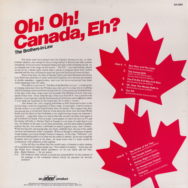 The Brothers-In-Law - Oh! Oh! Canada, Eh? (LP, Comp) (Mint (M)) - Image 2