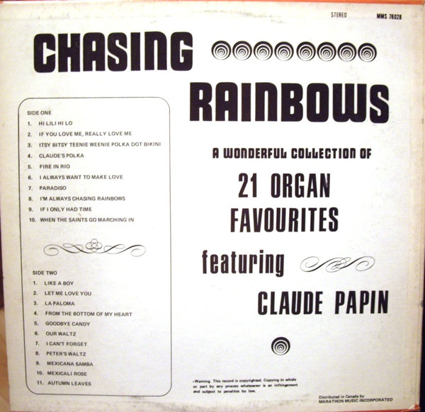 Claude Papin - Chasing Rainbows (LP, Album) (Mint (M)) - Image 2
