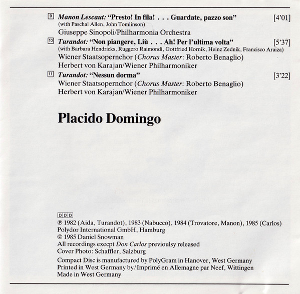 Giuseppe Verdi & Giacomo Puccini / Placido Domingo - Verdi & Puccini (CD, Comp) (Near Mint (NM or M-)) - Image 5