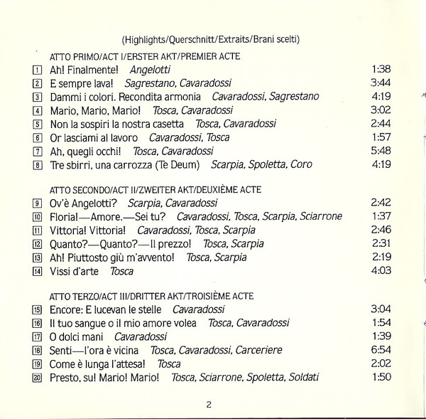 Giacomo Puccini / Raina Kabaivanska · Luciano Pavarotti · Ingvar Wixell / Orchestra Del Teatro Dell'Opera Di Roma And Coro Del Teatro Dell'Opera Di Roma, Daniel Oren - Tosca Highlights (CD) (Near Mint (NM or M-)) - Image 5