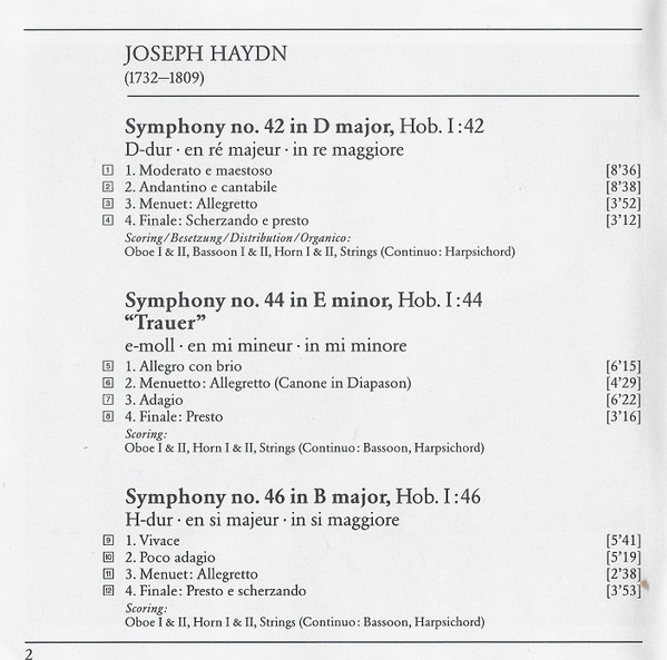 Joseph Haydn - The English Concert, Trevor Pinnock - The "Sturm & Drang" Symphonies - Volume 5 "Trauer" (CD) (Near Mint (NM or M-)) - Image 2