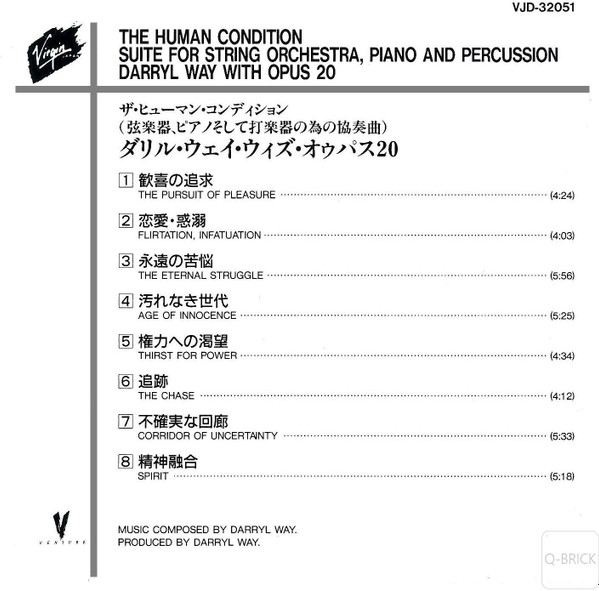 Darryl Way With Opus 20 - The Human Condition (Suite For String Orchestra, Piano And Percussion) (CD, Album, Promo) (Near Mint (NM or M-)) - Image 4