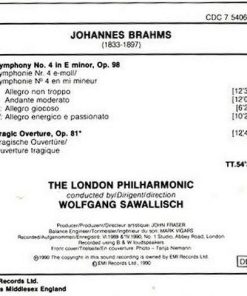 Alternative view of Johannes Brahms, London Philharmonic Orchestra, Wolfgang Sawallisch - Symphony No. 4 In E Minor, Op. 68 / Tragic Overture, Op. 81 (CD, Album) (Near Mint (NM or M-))