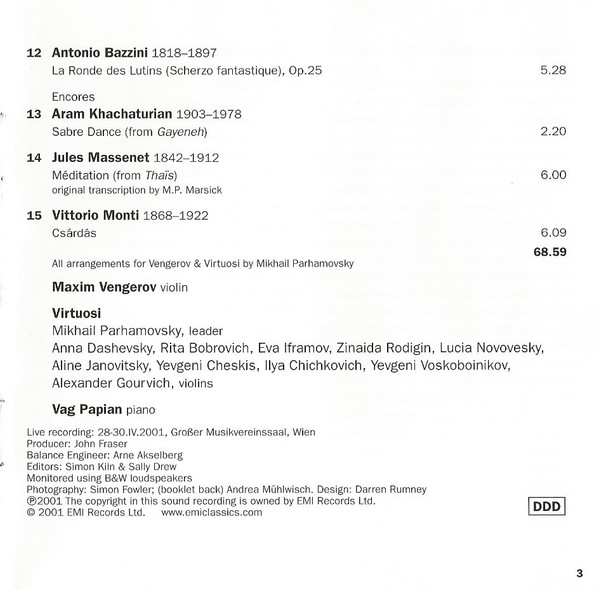 Maxim Vengerov, Virtuosi - Vengerov & Virtuosi (CD, Album) (Near Mint (NM or M-)) - Image 5