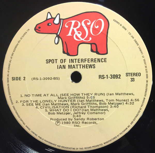 Iain Matthews - Spot Of Interference (LP, Album) (Mint (M)) - Image 4