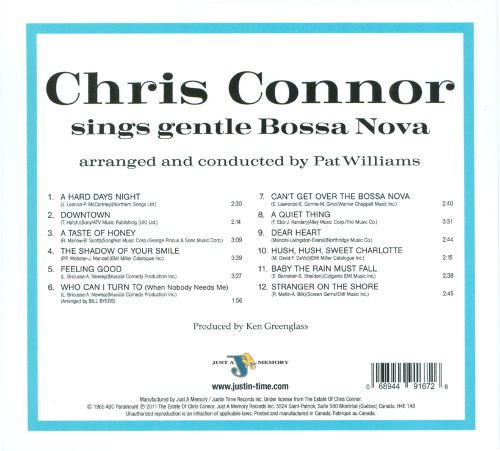 Chris Connor - Sings Gentle Bossa Nova (CD, Album) (Mint (M)) - Image 2