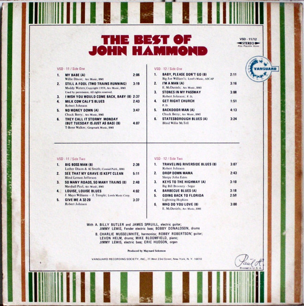 John Paul Hammond - The Best Of John Hammond (2xLP, Comp, Gat) (Mint (M)) - Image 2