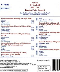 Alternative view of Antonio Vivaldi, Capella Istropolitana, City Of London Sinfonia, Jaroslav Krček, Nicholas Kraemer - Famous Flute Concerti (CD, Comp) (Near Mint (NM or M-))