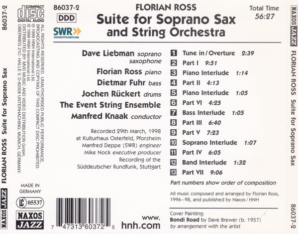 Florian Ross - Suite For Soprano Sax And String Orchestra (CD, Album) (Mint (M)) - Image 2