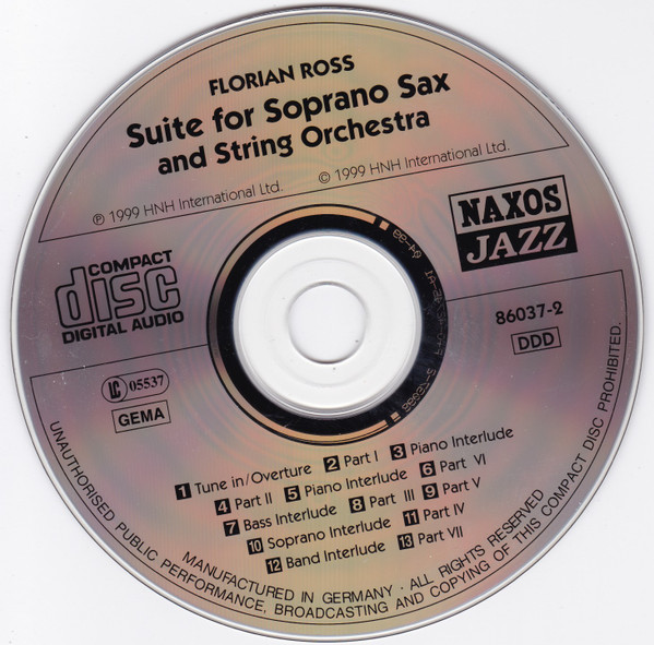 Florian Ross - Suite For Soprano Sax And String Orchestra (CD, Album) (Mint (M)) - Image 3