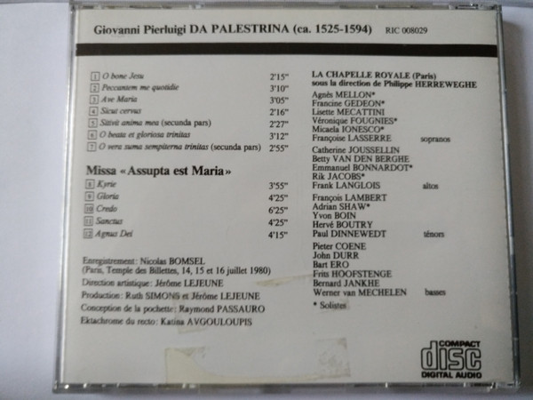 Giovanni Pierluigi da Palestrina, La Chapelle Royale, Philippe Herreweghe - Missa Assumpta Est Maria / Motetti (CD, Album) (Near Mint (NM or M-)) - Image 2