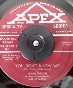 Alternative view of Lenny Welch - I Need Someone / You Don't Know Me (7", Single) (Very Good Plus (VG+))