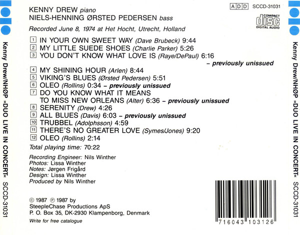Kenny Drew / Niels-Henning Ørsted Pedersen - Duo Live In Concert (CD, Album, RE) (Near Mint (NM or M-)) - Image 3
