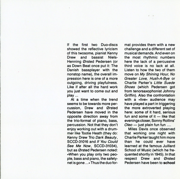 Kenny Drew / Niels-Henning Ørsted Pedersen - Duo Live In Concert (CD, Album, RE) (Near Mint (NM or M-)) - Image 5