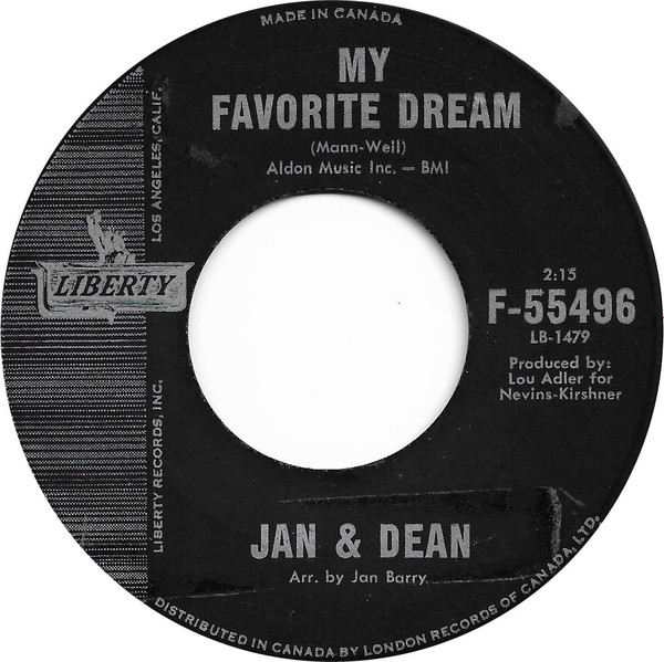 Jan & Dean - Who Put The Bomp / My Favorite Dream (7", Single) (Very Good (VG)) - Image 2