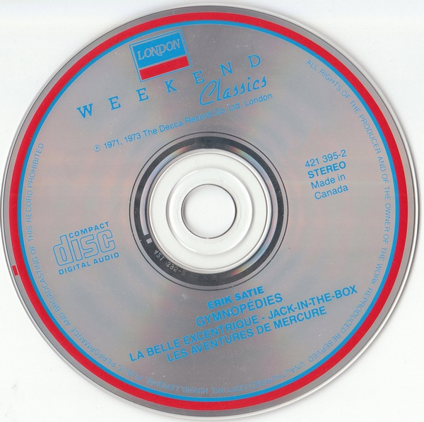 Erik Satie - Gymnopédies - La Belle Excentrique - Jack-In-The-Box - Les Aventures De Mercure (CD, Comp, RE) (Near Mint (NM or M-)) - Image 3