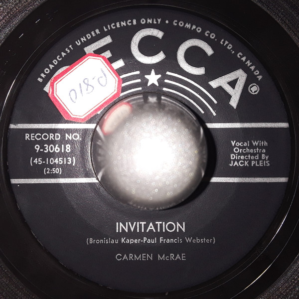 Carmen McRae - Invitation / Lo And Behold (7", Single) (Very Good Plus (VG+))