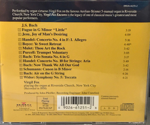 Virgil Fox - Virgil Fox Encores (CD, Album, RE, RM) (Near Mint (NM or M-)) - Image 2
