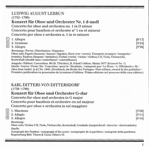 Ludwig August Lebrun / Carl Ditters von Dittersdorf / Antonio Salieri - Heinz Holliger, Camerata Bern, Thomas Füri - Oboenkonzerte / Konzert Für Violine, Oboe Und Violoncello (CD, Comp) (Near Mint (NM or M-)) - Image 5
