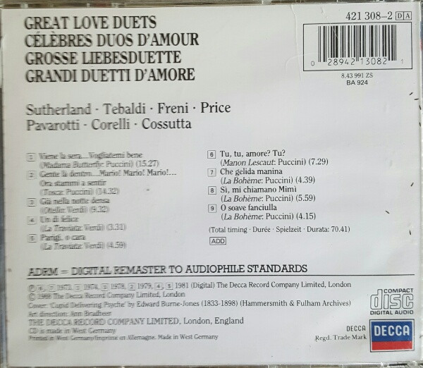 Various - Great Love Duets • Célèbres Duos D'Amour • Grosse Liebesduette • Grandi Duetti D'Amore (CD, Comp) (Near Mint (NM or M-)) - Image 2