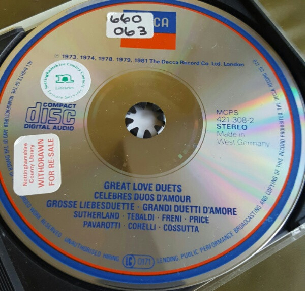 Various - Great Love Duets • Célèbres Duos D'Amour • Grosse Liebesduette • Grandi Duetti D'Amore (CD, Comp) (Near Mint (NM or M-)) - Image 4