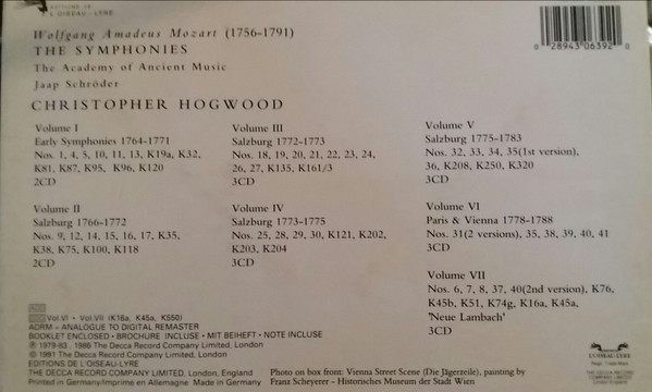 Wolfgang Amadeus Mozart - The Academy Of Ancient Music • Christopher Hogwood • Jaap Schröder - Wolfgang Amadeus Mozart (1756-1791) The Symphonies (19xCD, Comp + Box) (Near Mint (NM or M-)) - Image 2