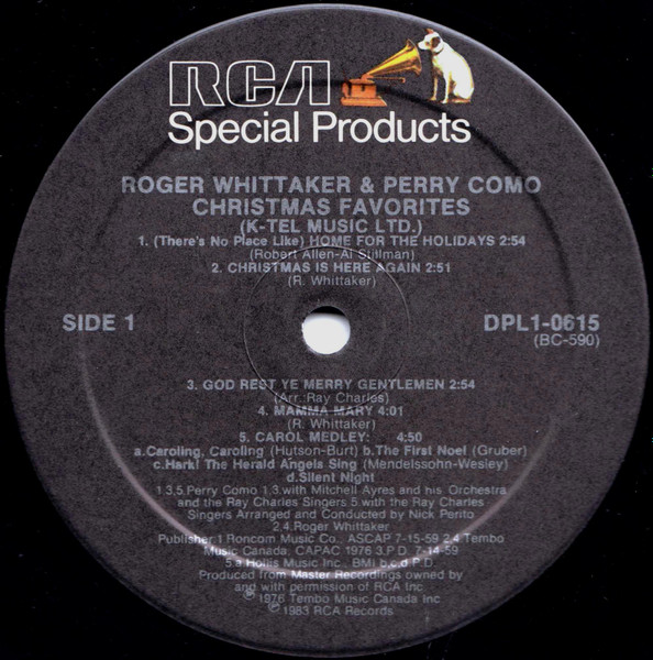 Roger Whittaker And Perry Como - Christmas Favorites (LP, Comp) (Mint (M)) - Image 3