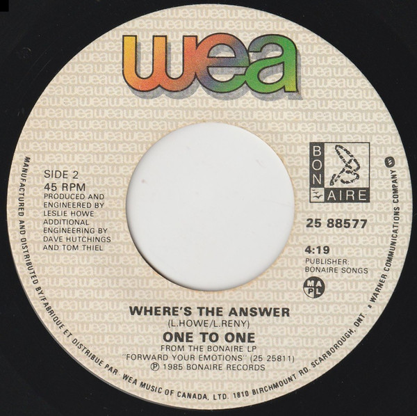 One To One - There Was A Time (7", Single) (Near Mint (NM or M-)) - Image 2