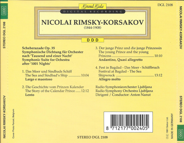 Nikolai Rimsky-Korsakov, Simfonični Orkester RTV Ljubljana, Anton Nanut - 'Scheherazade' Symphonic Suite After '1001 Nights' (CD, Album) (Near Mint (NM or M-)) - Image 2