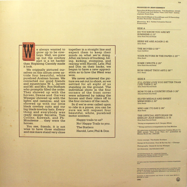 The Statler Brothers - The Best Of The Statler Bros. Rides Again Volume II (LP, Comp, Club, 56 ) (Mint (M)) - Image 2
